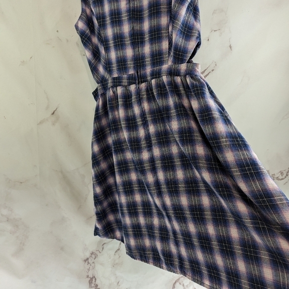 Hot Topic Dress Womens Medium Purple Plaid Cutout Skater Tank Mini Grunge Y2K - Picture 10 of 13